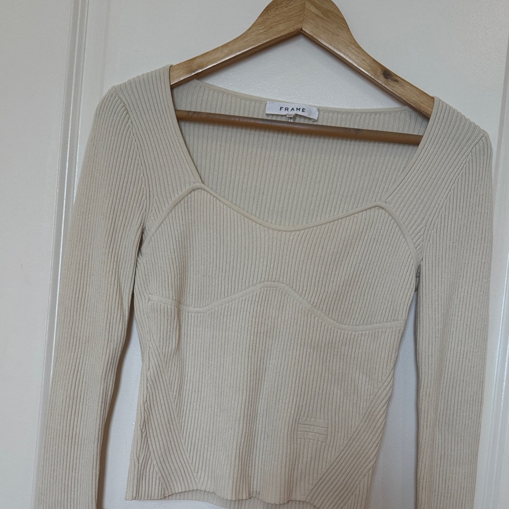 FRAME Ivory Ribbed top - Picture 3 of 9